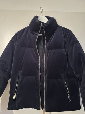 Dunkelblaue Tommy Hilfiger Samt-Pufferjacke Gr. S