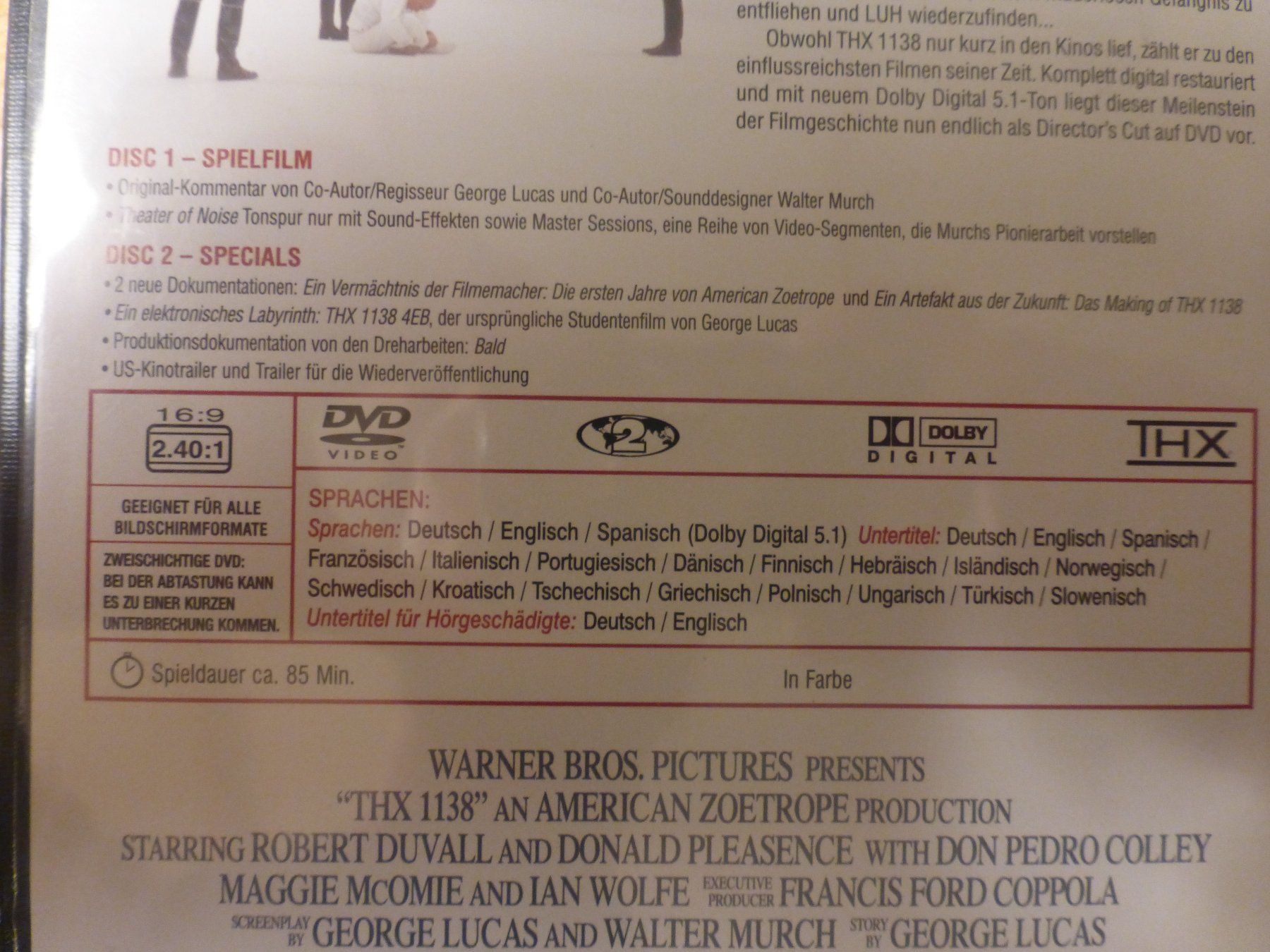Tutti i DVDs: THX 1138 Directors Cut George Lucas Sci-Fi DVD – Usato da Zumikon venduto da psisound 2
