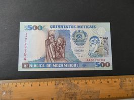 Mocambique 1991, 500 Meticais - ungefaltet
