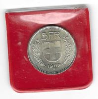 1x 1967 Fr. 5.- u.E.Qualität vz+; f.unz/Oxidat.spuren/Patina
