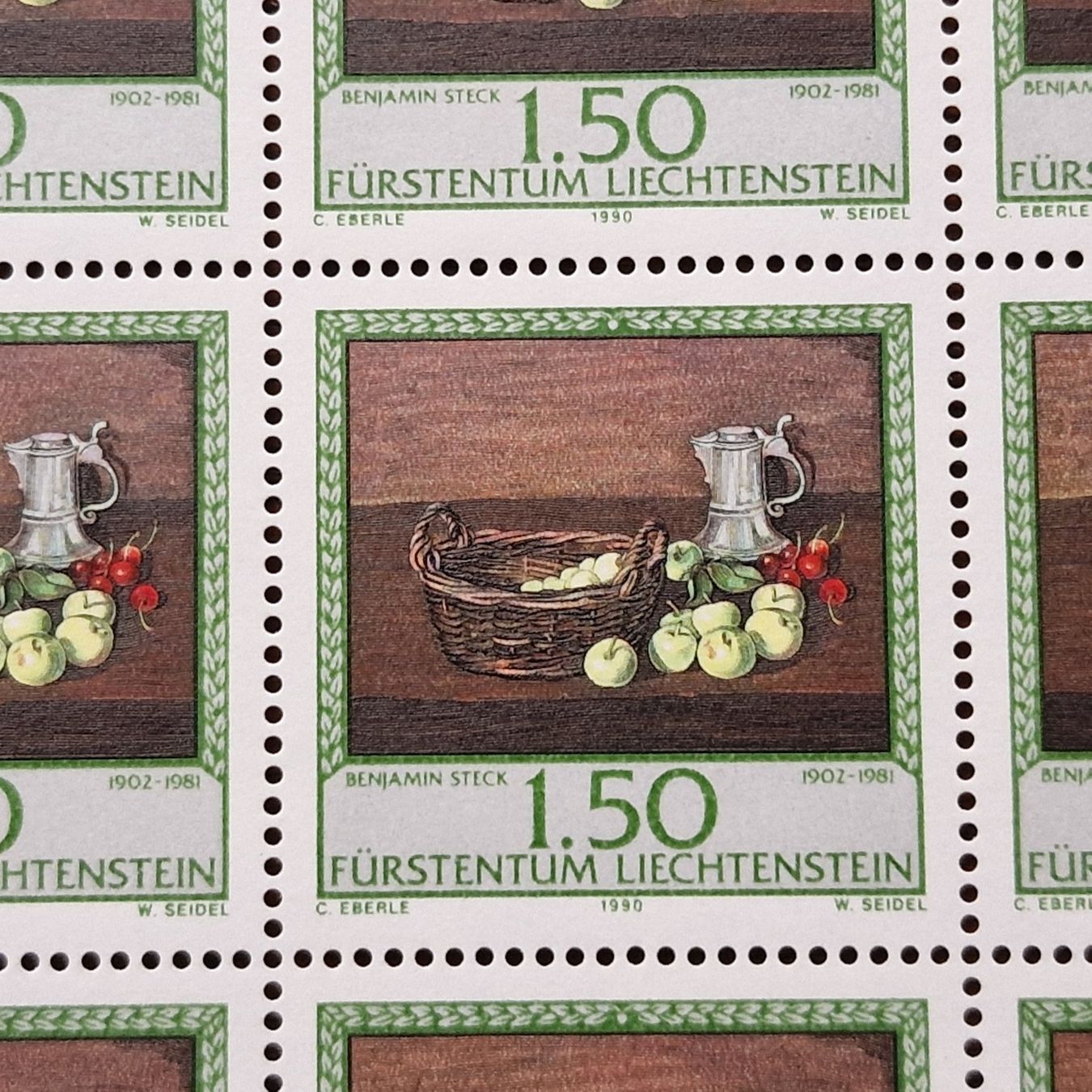 Tutti i francobolli: FL 1990 Serie Bogen "Maler aus Liechtenstein" postfrisch – Nuovo (secondo la descrizione) da Aesch LU venduto da briefmarken.uray 6
