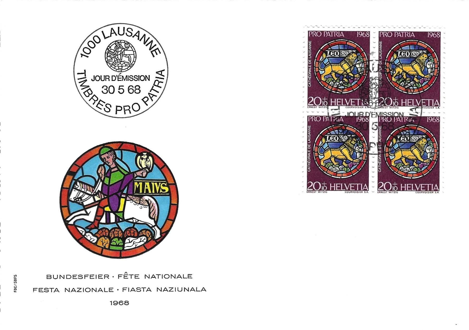 Tutti i francobolli: FDC Pro Patria  Viererblock 1968 – Usato da Koblenz venduto da Markenhimmel