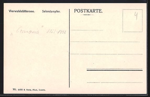 Cartoline postali: Salondampfer Germania auf dem Vierwaldst – Usato da Berlin venduto da bartko-reher 1
