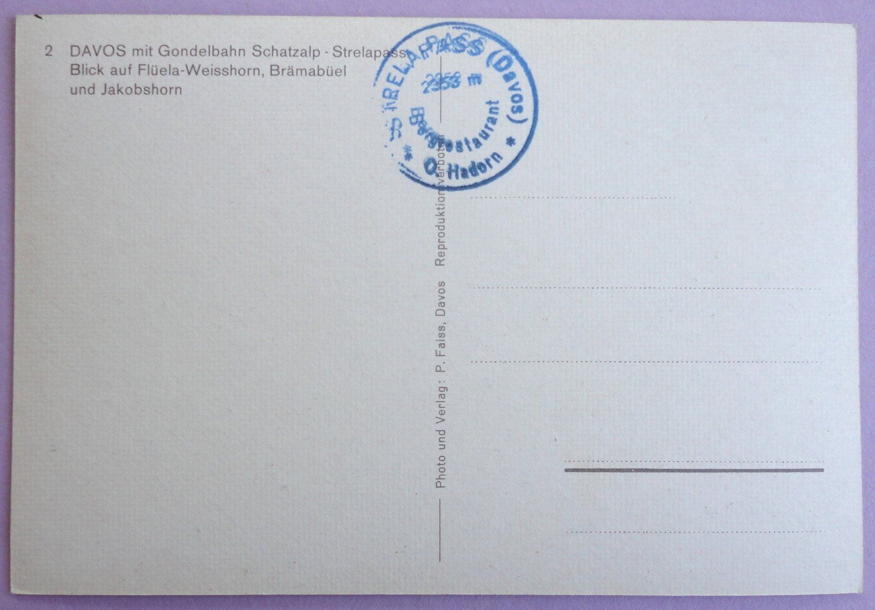 Cartoline postali: Davos mit Gondelbahn Schatzalp-Strelapass – Usato da Fétigny venduto da Billy2miny 1