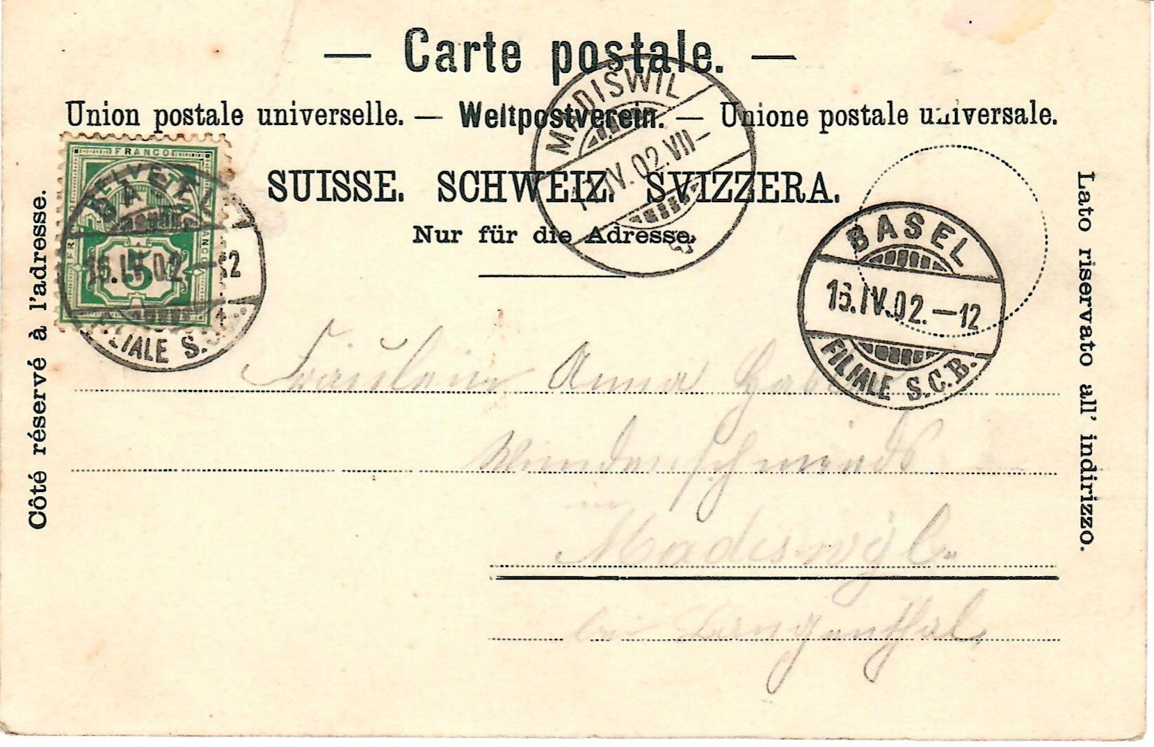 Cartoline postali: Basel - St. Margrethen Kaffeehalle – Usato da Zweisimmen venduto da jakobsweg 1