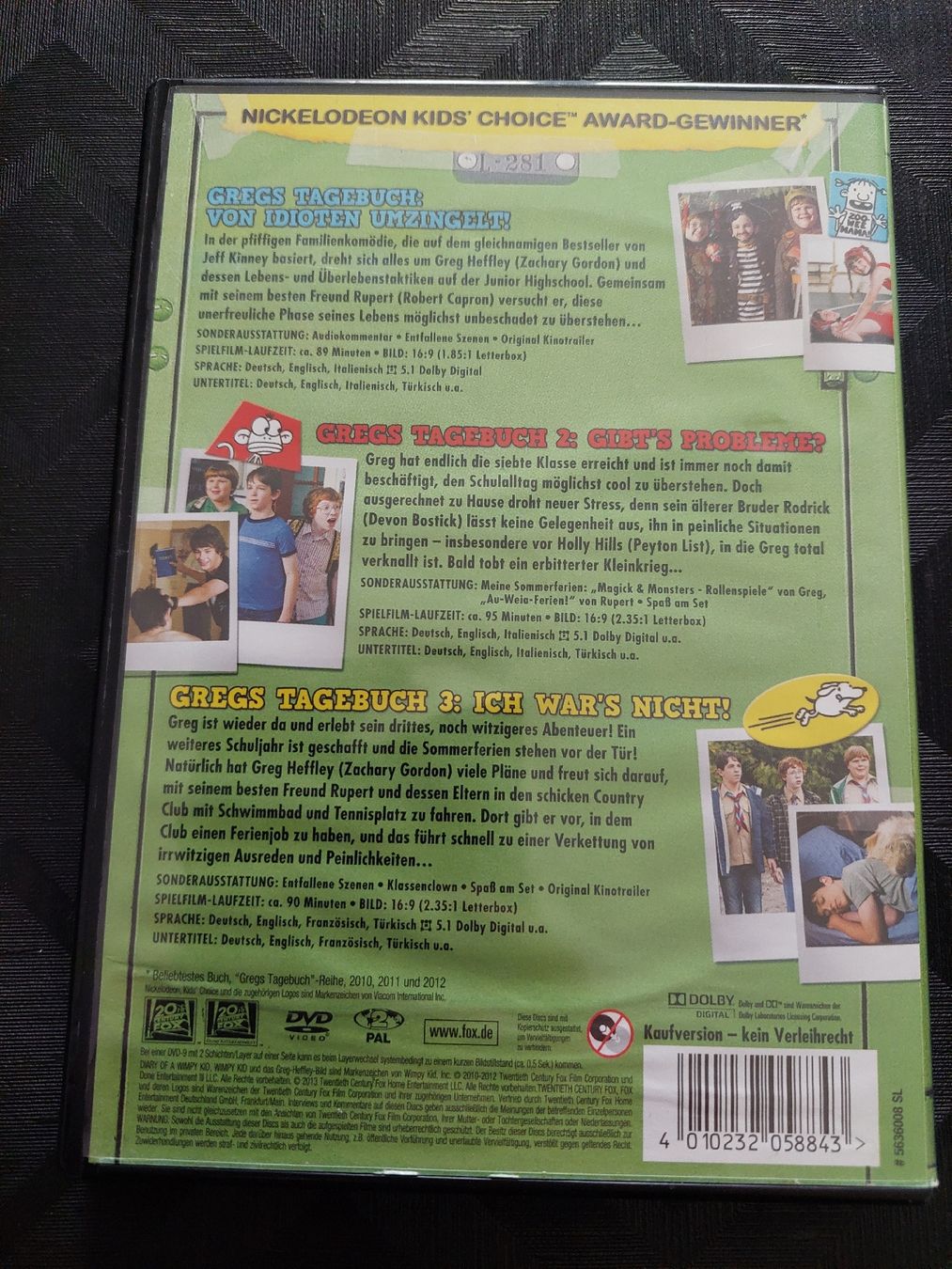 Tutti i DVDs: 4 DVDS  Gregs Tagebuch1-3 & Garfield 2 – Usato da Zetzwil venduto da lanst08 1