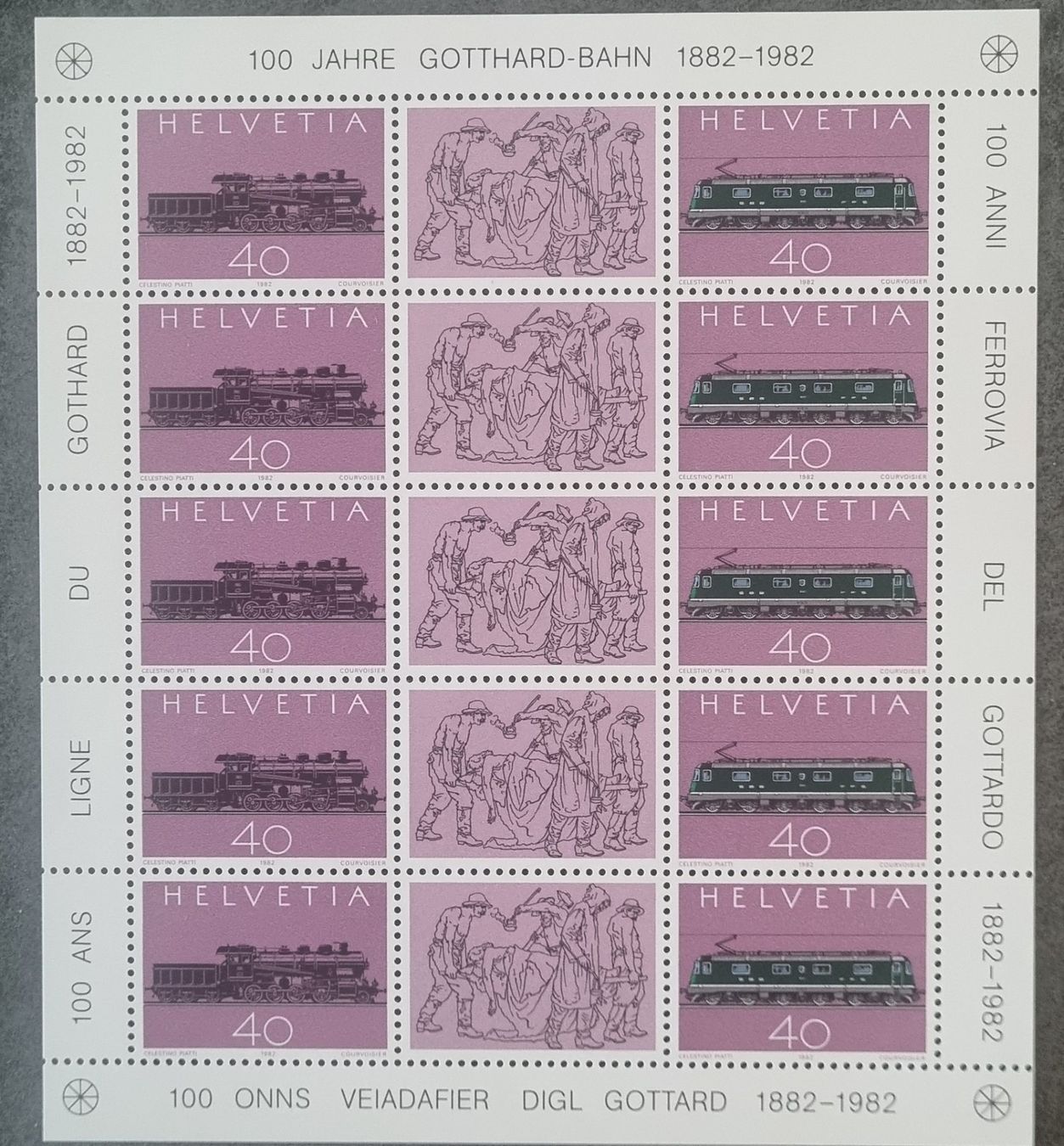 Tutti i francobolli: Briefmarkenbogen 100 Jahre Gotthard-Bahn 1982 – Nuovo (secondo la descrizione) da St. Silvester venduto da chr_2hpp