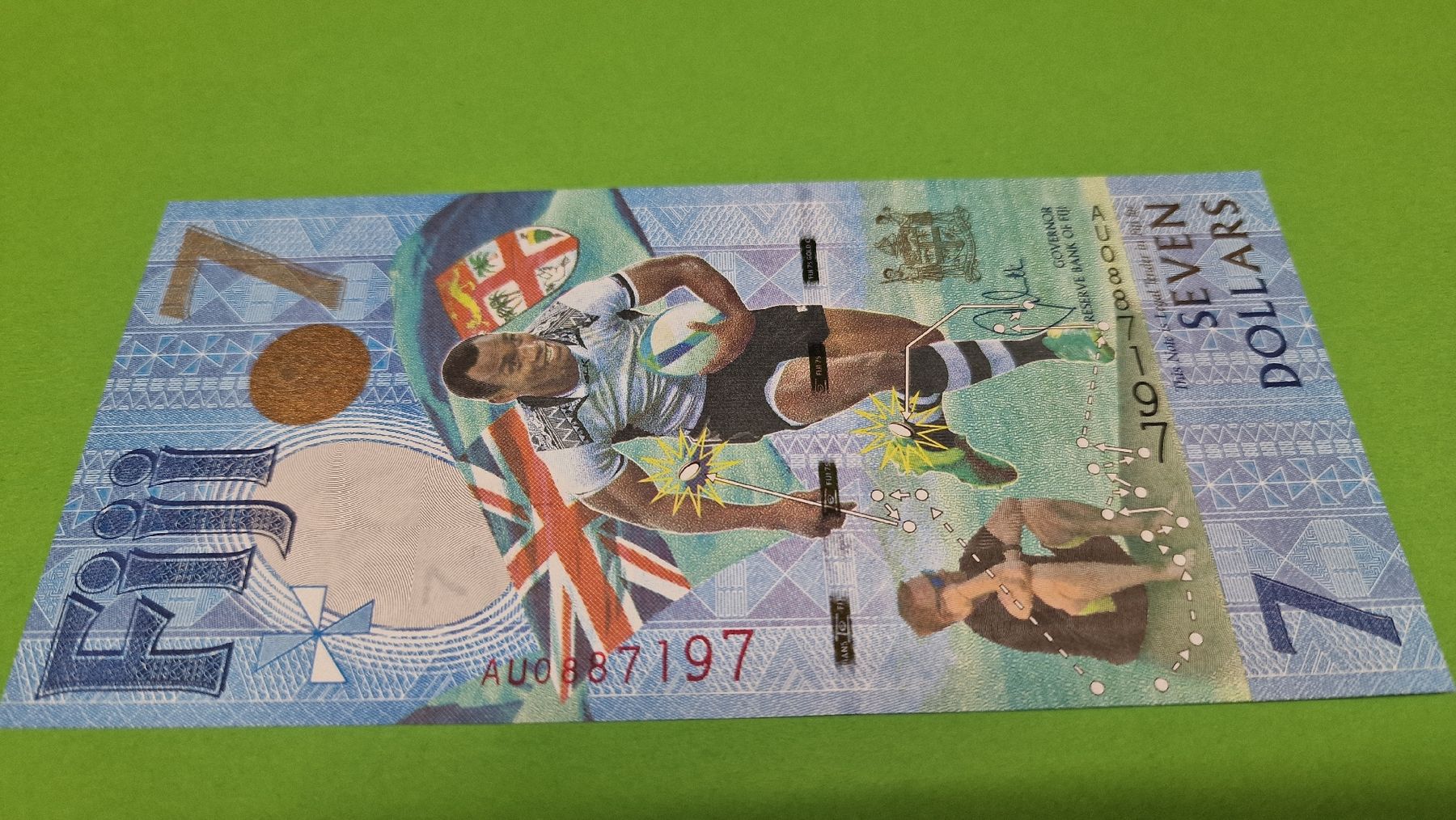 Fidschi 7 Dollar Note, Rugby Olympiasieger Gold, Top! (Neu und ...