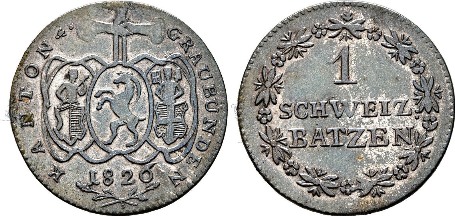 Tutti le monete: Graubünden: 1 Batzen 1826 ++ – Usato da Pfungen venduto da Aguti77