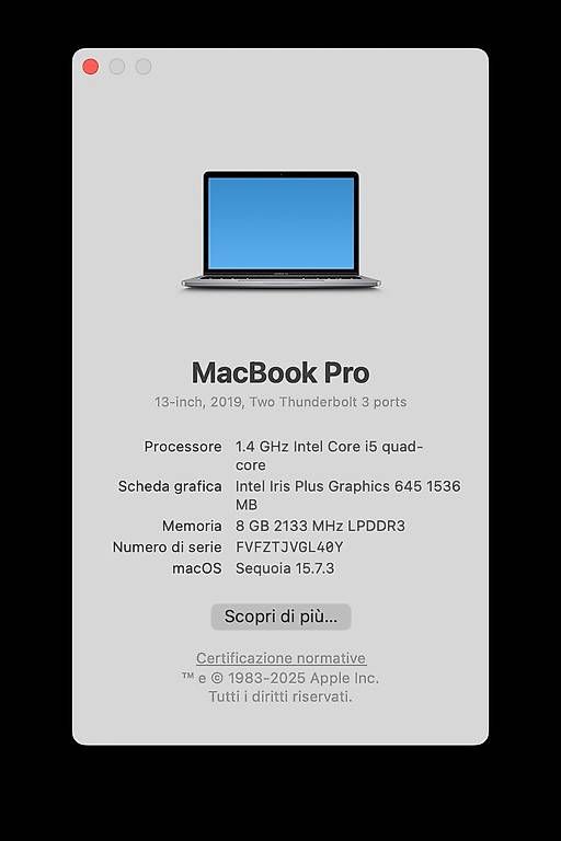 Apple Notebook: MacBook Pro 13" (2019)  128 GB SSD – Usato da Magliaso venduto da fabiano_leo 3