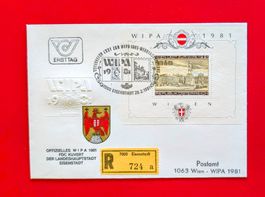 ÖSTERREICH OFFIZIELLER FDC STADT EISENSTADT WIPA WIEN 1981