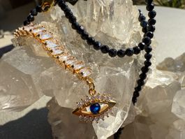 SAPHIR Kette Halskette Edelstein Collier Halsschmuck 45 cm