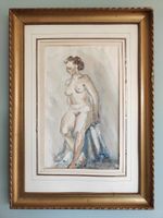 Ancienne aquarelle "nu" début 20° tableau étude art déco