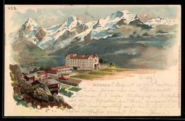 Litho Mürren, Ortsansicht mit Gipfelpan