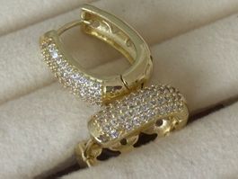 Luxus Elegante Creolen Ohrschmuck Ohrstecker Farbe Gold