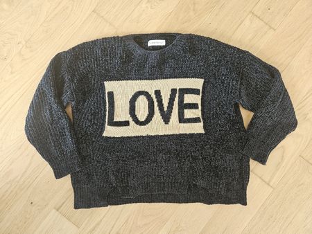 Damen Pullover Strickpullover Winter Kuschelig Grau Love