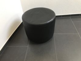 Edler Leder Sitzhocker schwarz- Rund
