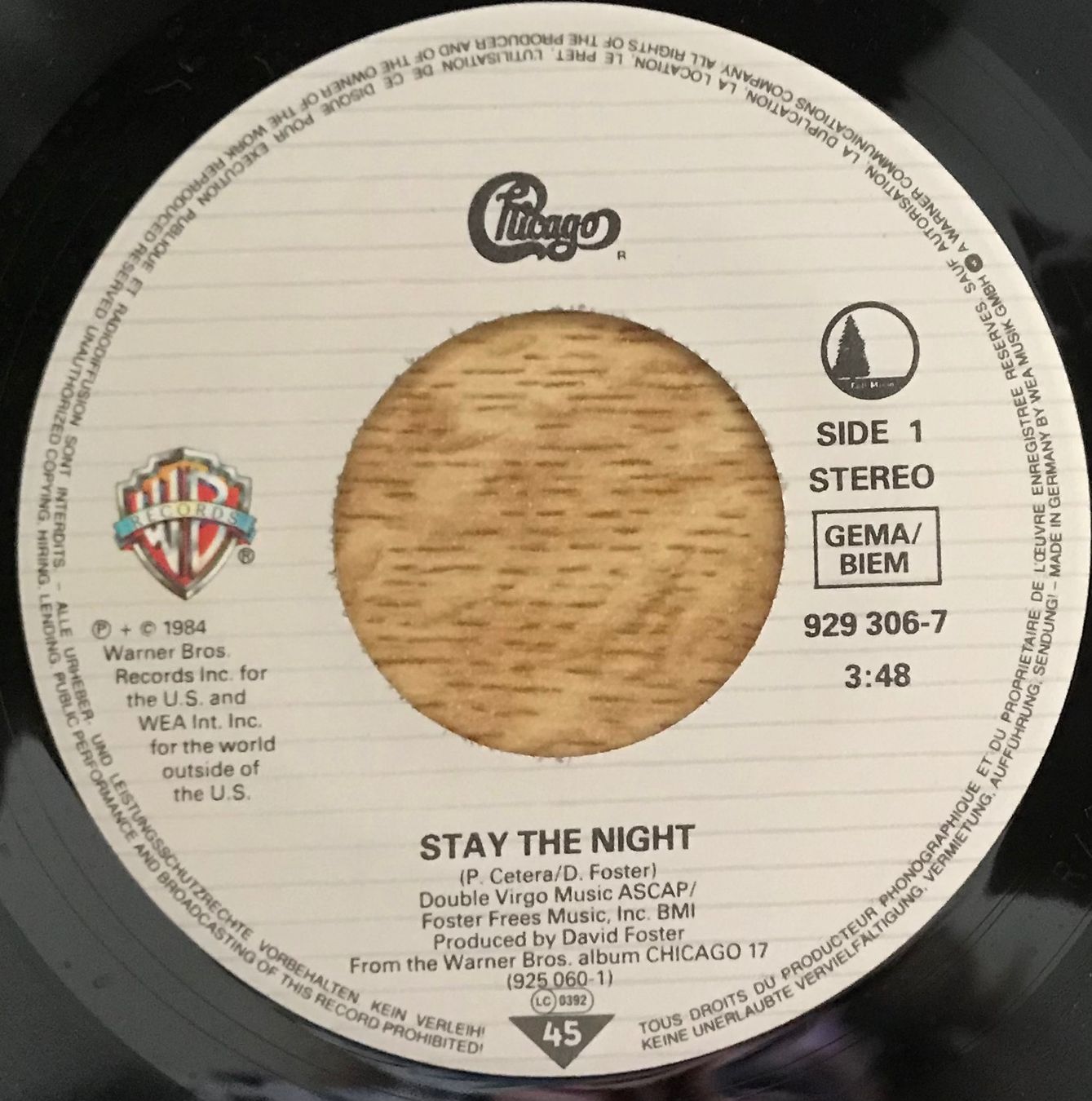 Vinyles: CHICAGO - STAY THE NIGHT – D'occasion à Bussigny par vinyl-pas-cher 2