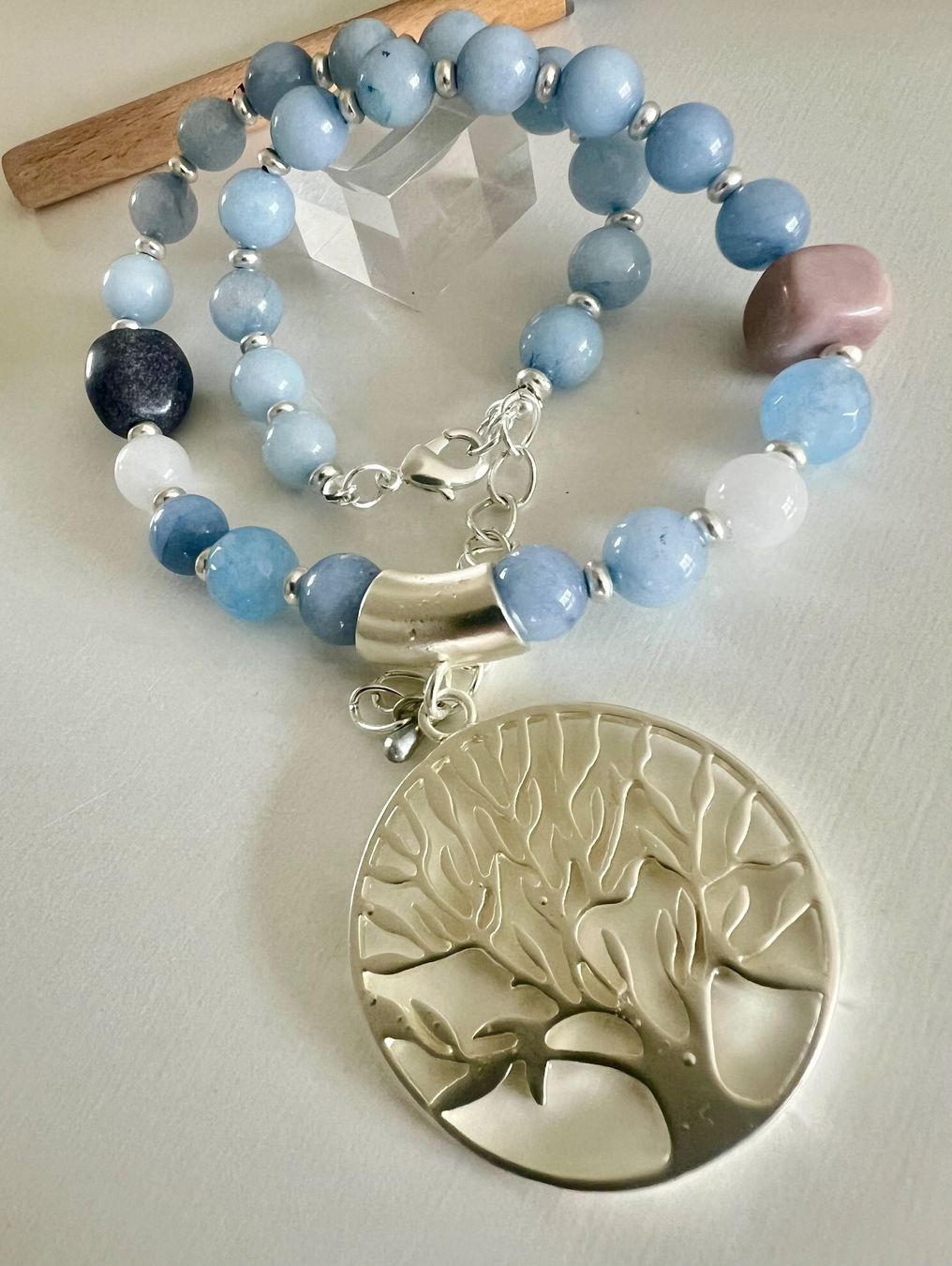 Ketten: Edelsteinkette mit blauem Chalcedon & Lebensbaum Unikat – Neu (gemäss Beschreibung) aus Ruswil von artbyhand 5