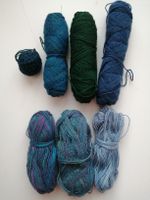 170g Wollreste in Blau, Grün, ideal zum Stricken, Häkeln 