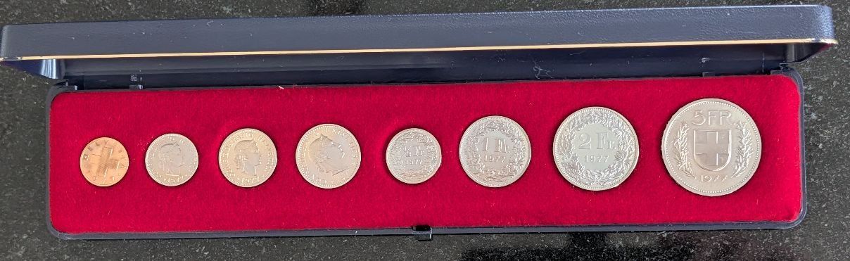 Tutti le monete: Münzsatz Schweiz 1977 pp – Nuovo (secondo la descrizione) da Arch venduto da coinsandmore 1