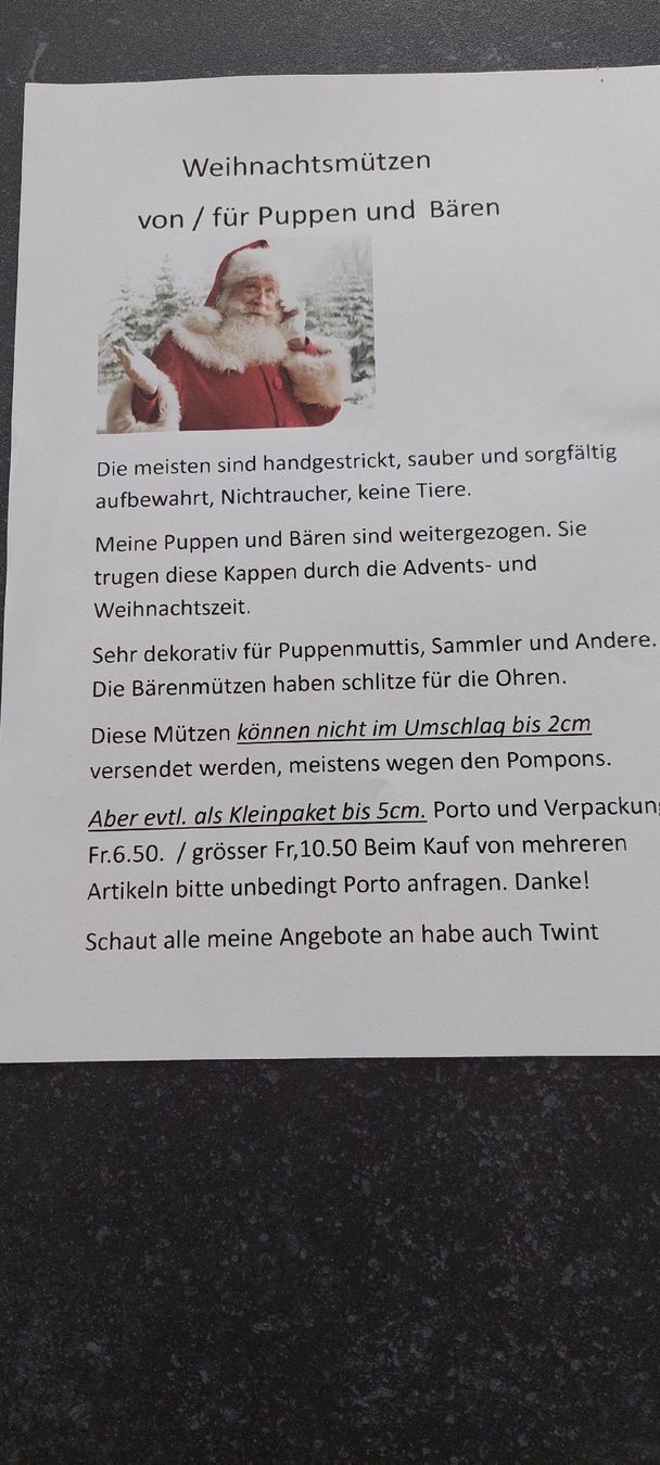 Alle Dekorationen: Deko Weihnachtspuppen Mütze  – Neu (gemäss Beschreibung) aus Muri AG von nindo1 1