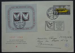 FDC mit Basler-Taube-Block, SBK 200.00