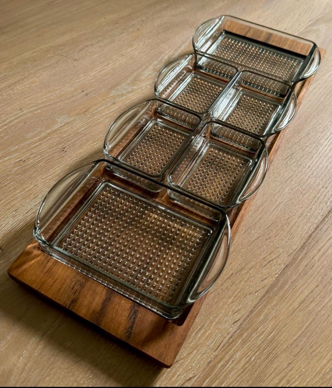 VINTAGE 🤎 Apéro Plat à servir en bois & verre 60-70’S (Gebraucht) in ...