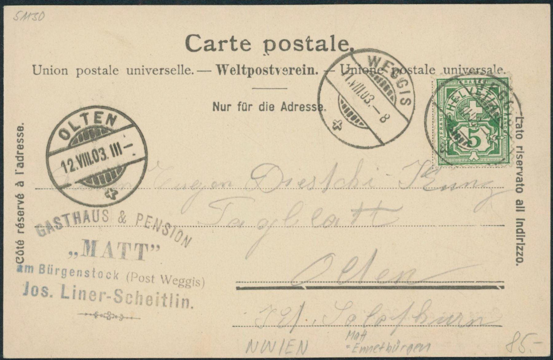 Cartes postales: NW Matt - Ennetbürgen – D'occasion à Schindellegi par stationary 1