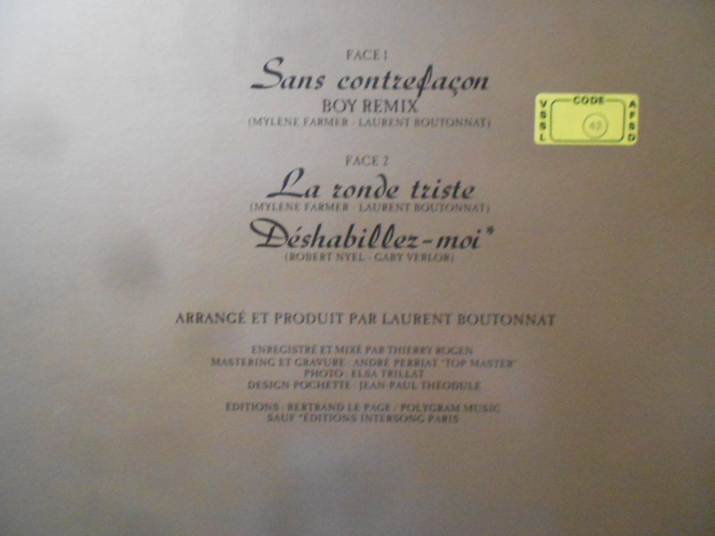 Vinyles: MYLENE FARMER  -  SANS CONTREFACON – D'occasion à Bex par Giorgiob 1