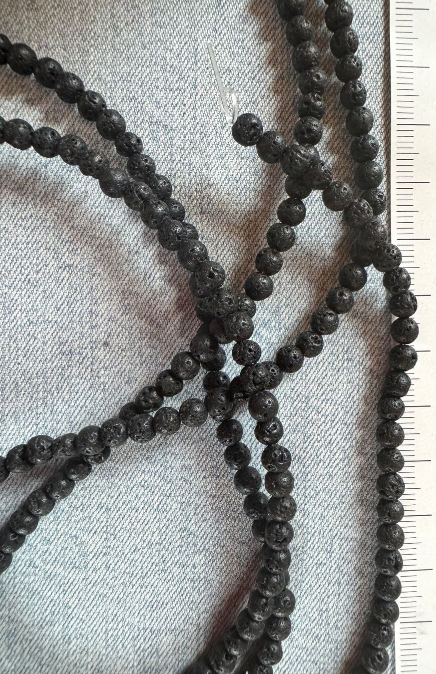 Catenine: 3 x Vulkan Stein  Lava  Strang   5mm    TOP nature – Nuovo e nell'imballaggio originale da Leuggern venduto da gemshow 2