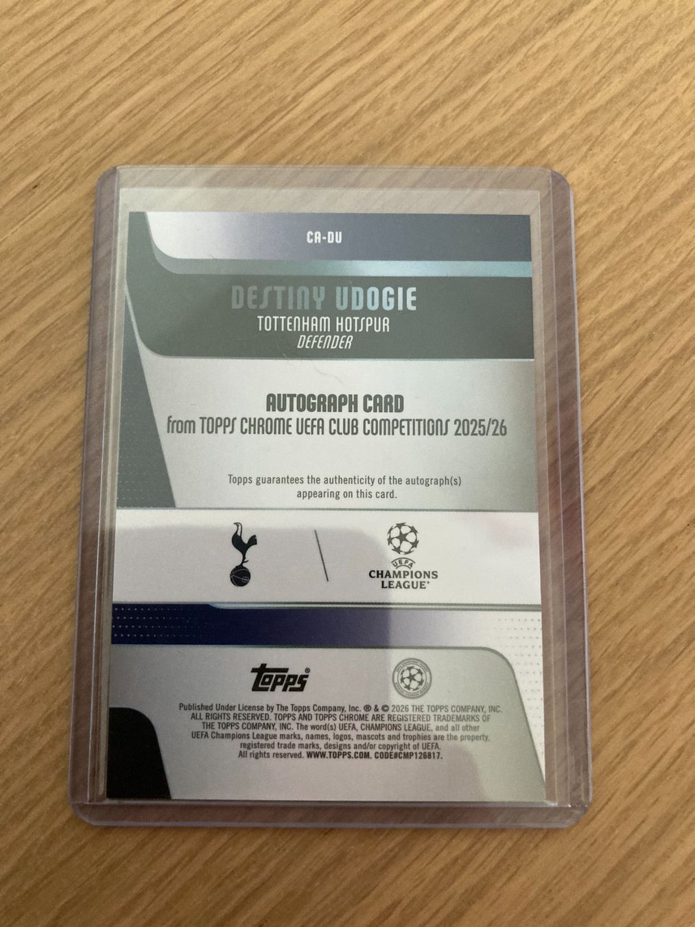 Topps Cartes à collectionner: Topps Chrome UEFA 2025-26 - Destiny Udogie Auto /250 – D'occasion à La Tour-de-Peilz par Tyalos_Cards 1