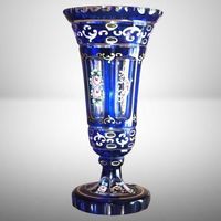 🌟 Antike Bohemian Kristall Vase | Kobaltblau & Gold | 20cm✨