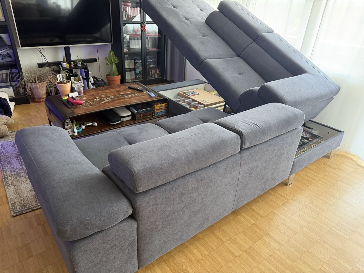 Sofas: Blaue L-Form Couch mit Bettfunktion  – D'occasion à Brugg AG par jac_qw5s 2
