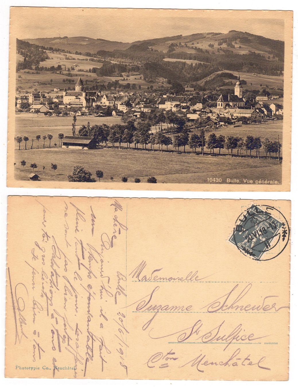 Cartoline postali: Bulle, vue générale – Usato da La Tour-de-Peilz venduto da amjust