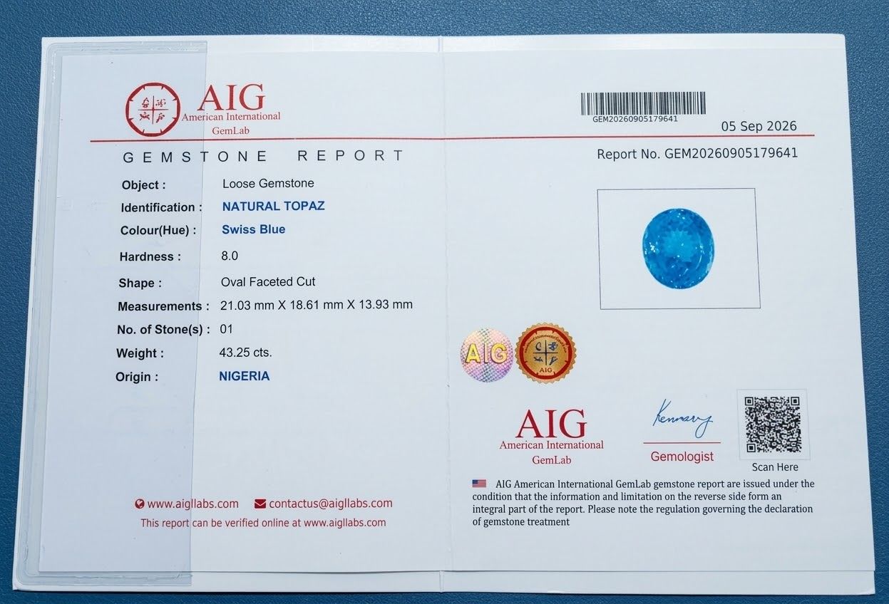 Topaz Swiss Blue 43.25 Karat (Neu (gemäss Beschreibung)) in Neerach für ...