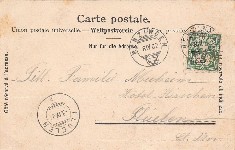 Cartoline postali: Menzingen, Töchter-Institut, gelaufen 1902 – Usato da Frauenfeld venduto da POML 1