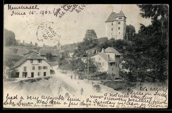 Cartes postales: Valangin, Strassenpartie mit Teilansicht – D'occasion à Berlin par bartko-reher