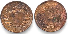 EIDGENOSSENSCHAFT 2 Rappen 1915 Bronze ERSTABSCHLAG! unz
