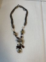 Collier ethnique argent perles et pierres naturelles