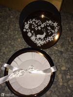 NEU 2x Krömer Porzellan Teller Gold Hirsch Kitsch Deko RAR
