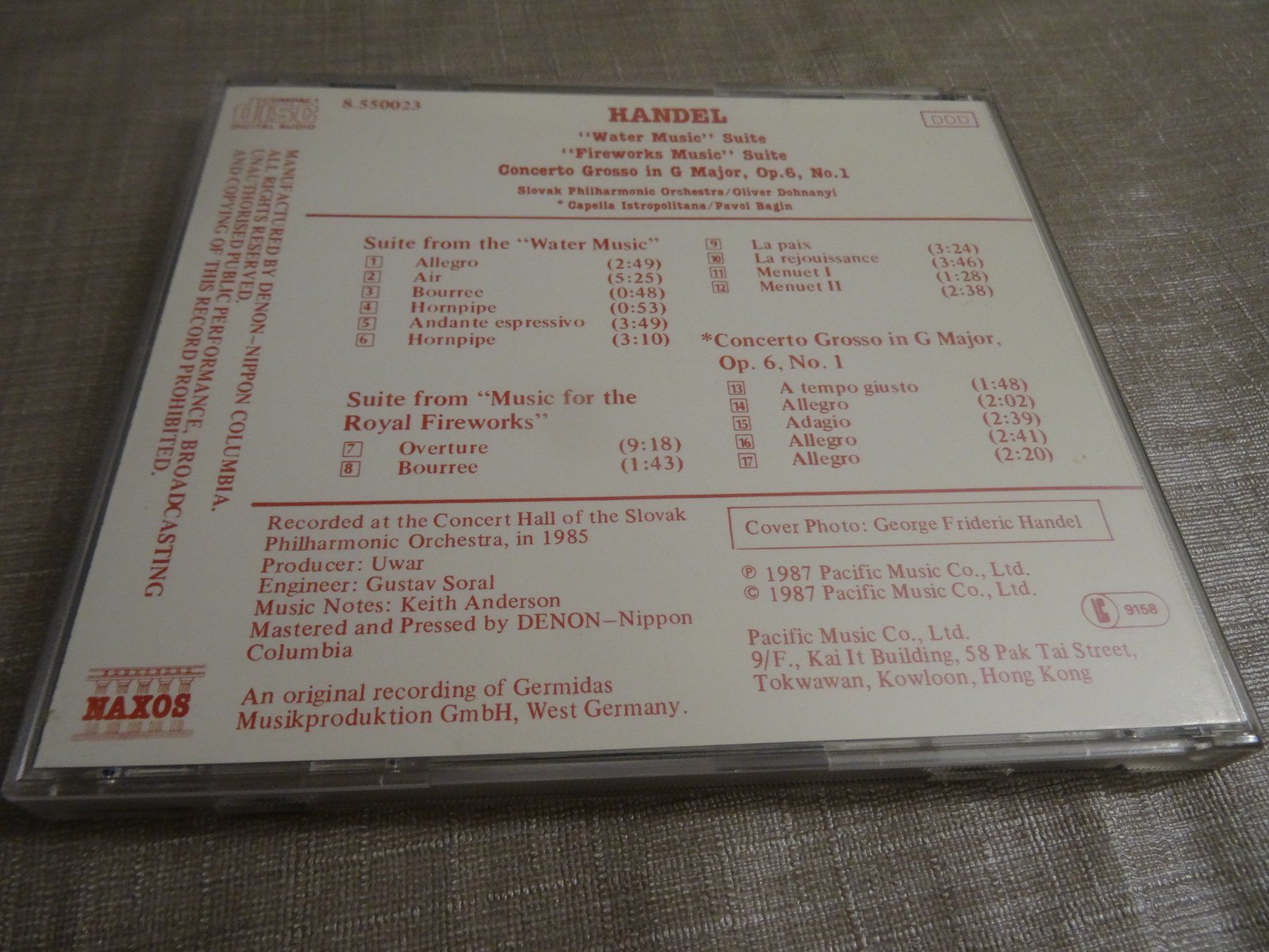 CDs: Handel CD - Wassermusik/Feuerwerksmusik CD – Gebraucht aus Olten von Disc-Ausverkauf 1