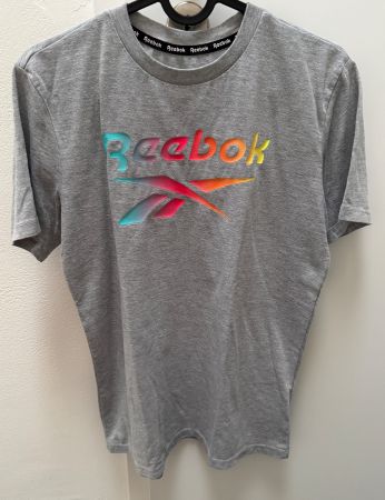 Reebook T-Shirt grau mit mehrfarbigem Logo - Grösse 164