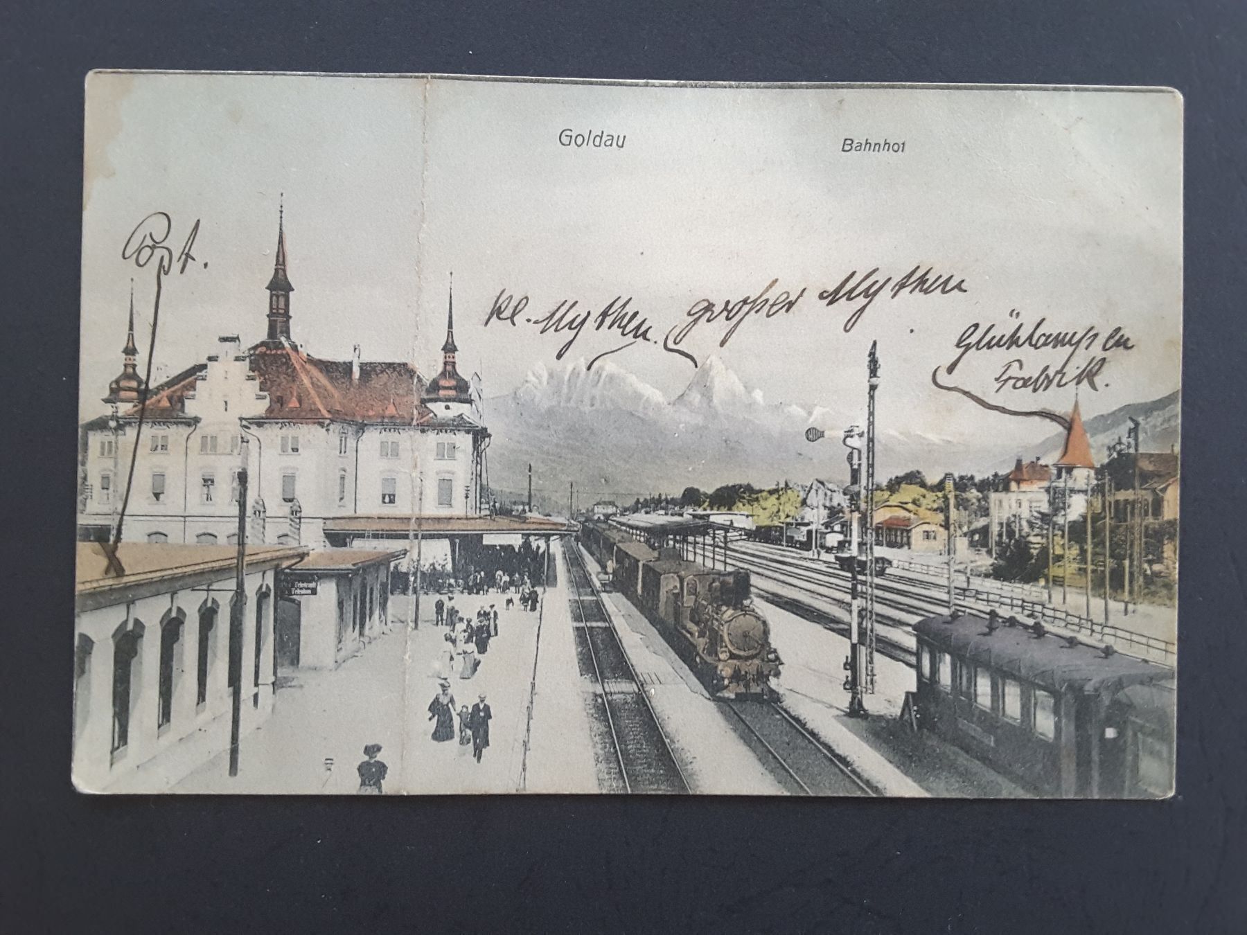 Cartoline postali: AK Goldau SZ , Bahnhof , 1909 – Usato da Reichenburg venduto da Pipo-67