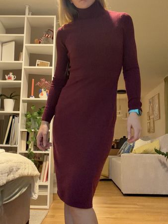 BORDEAUXFARBENES LAWRENCE GREY ROLLKRAGENKLEID
