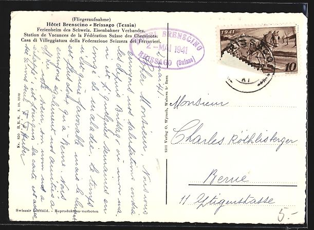 Cartoline postali: AK Brissago, Hotel Brenscino – Usato da Berlin venduto da bartko-reher 1