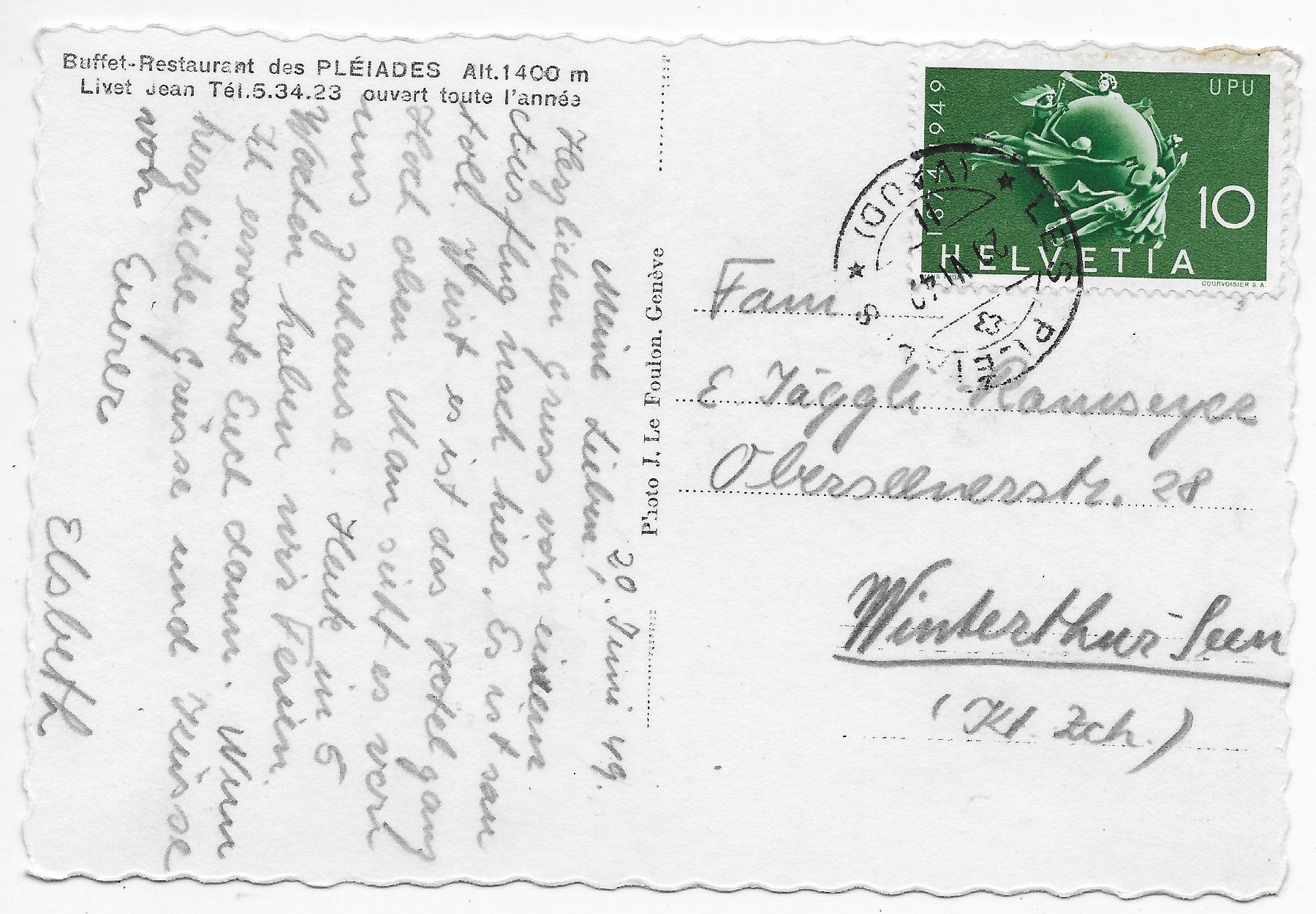 Cartoline postali: Buffet-Restaurant des Pléiades – Usato da Hefenhofen venduto da Richsalz 1