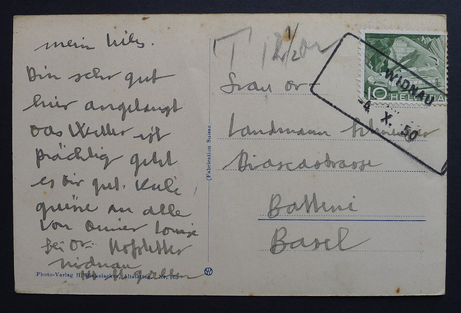 Ansichtskarten: WIDNAU SG, Ansichtskarte, Kirchgasse, mit Aushilfsstempel – Gebraucht aus Ebikon von SilvioFreund 1