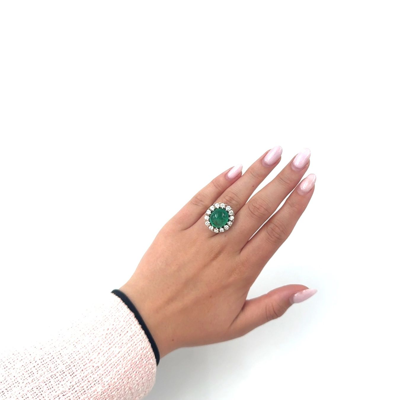 Anelli: SMARAGD RING MIT DIAMANT ENTOURAGE IN 585 WEISSGOLD – Usato da Luzern venduto da EdiGem 9
