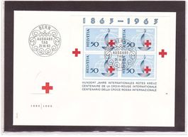 1963  FDC  mit Block 100 Jahre rotes Kreuz